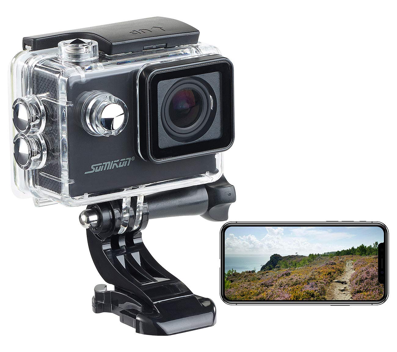 Somikon Actioncam: Einsteiger-4K-Action-Cam, WLAN Full HD (60 fps) mit Unterwassergehäuse (Action Cam 4K 60fps, Action Camera 4K, Motorrad Zubehör)