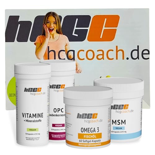 hCGC® Stabilisations-Paket für 21 Tage Stoffwechselkur – Komplettset mit Vitamin-Komplex, OPC Traubenkern, MSM & Omega-3 Kapseln