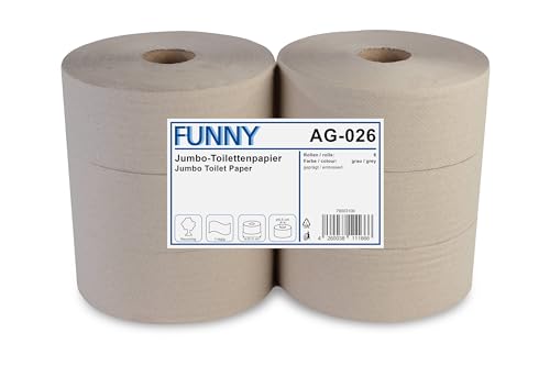 Funny AG-026 Jumbo-Toilettenpapier, 1-lagig, Recycling, natur, Durchmesser 25 cm (6-er Pack)