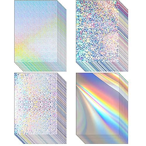 Trjgtas 100 Blatt holografischer Karton, Metallic-Papier, ein schillernder Spiegel, Format A4, Papier in verschiedenen Farben