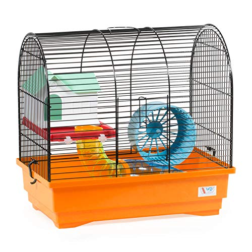 decorwelt Hamsterkäfige Orange Außenmaße 40x25x39 Nagerkäfig Hamster Plastik Kleintier Käfig mit Zubehör