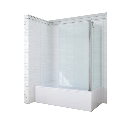 AQUABATOS® 80 x 75 x 140 cm Eck Duschtrennwand Duschabtrennung mit Seitenwand für Badewanne 5 mm ESG Einscheiben Sicherheitsglas mit Nano Beschichtung