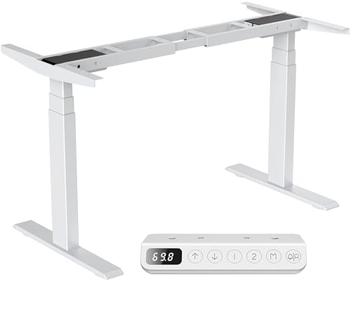 Höhenverstellbarer Schreibtisch Gestell mit Bosch Doppelmotoren,keine Tischplatte, Schreibtisch höhenverstellbar elektrisch mit 15w USB-Aufladung, mit Sitz- und Steh-Erinnerung (Weiß 3x Teleskop Pro)