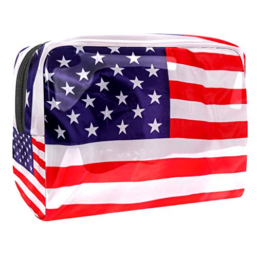 Kosmetiktasche Reise Amerikanische Flagge Make-Up Taschen Wasserdichte Organizer Multifunktions Fall mit Reißverschluss Kulturbeutel für Frauen 18.5x7.5x13cm