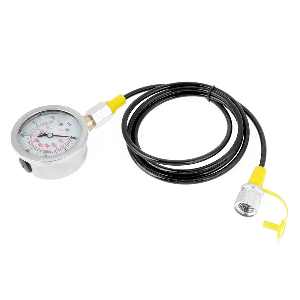 Hydraulikmanometer, Hydraulikschlauch-Prüfpunktkupplung M16 * 2-BSP1 / 4 + 0~600BAR / 8500PSI Messuhr Hydraulikmanometer-Manometer + Hydraulikschlauch-Druckprüfsatz