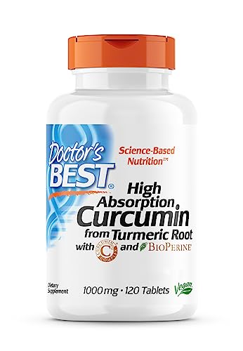 Doctor's Best, High Absorption Curcumin, 1.000mg, 120 vegane Tabletten, Laborgeprüft, Kurkuma, Glutenfrei, Sojafrei, Vegetarisch