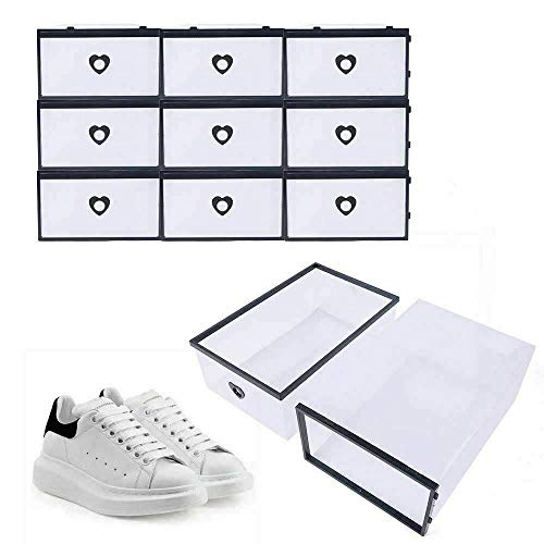 Schuhboxen Stapelbox Organizer Boxen mit Deckel, 20 Stück Kunststoff Weiße Schuhkarton Transparent Faltbar, für Eine Vielzahl von Schuhen, PP Kunststoff Feuchtigkeitsbeständig