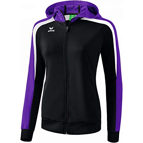 Erima Damen Liga 2.0 Trainingsjacke mit Kapuze Jacke, schwarz/Violet/Weiß, 42