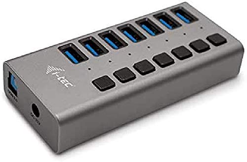 i-tec USB 3.0 Charging HUB 7port + Power Adapter 36 W - Ladegeräte für Mobilgeräte (Innenraum, AC, Grau)