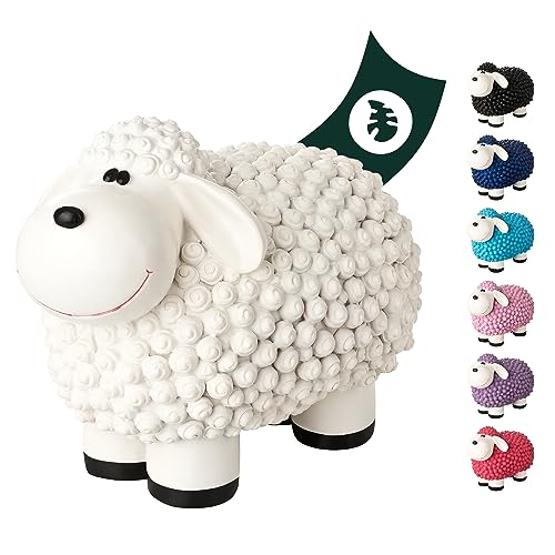 VERDOBA Mini Deko Schaf für den Garten, wetterfest - weißes Deko-Schaf Molly - Gartenfigur Schafe Gartendeko außen Dekofiguren (Weiß)