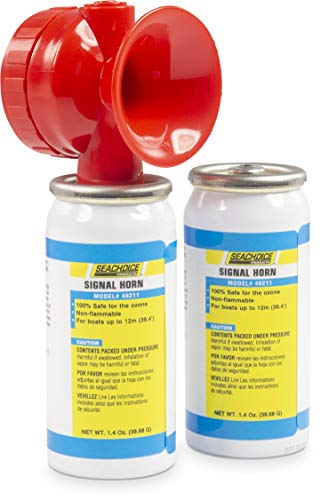 Seachoice 46211 Mini Signal Horn Kit – Air Horn for Boats Up to 65 Ft. – Two (2) 1.4 oz. Canisters and Trumpet