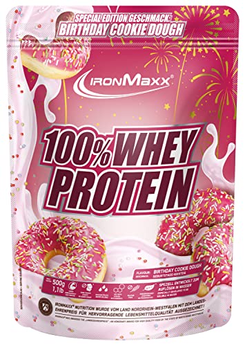 IronMaxx 100% Whey Protein Pulver Molke wasserlöslich, Geschmack Birthday Cookie Dough, 500 g Beutel (1er Pack)