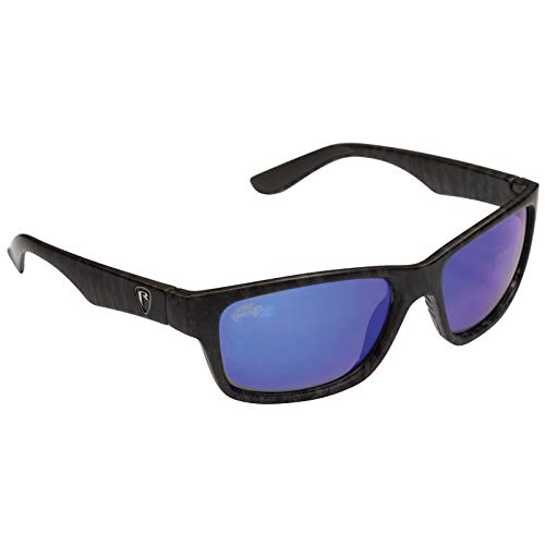 Fox Rage Camo Eyewear - Polarisationsbrille für Spinnangler & Fliegenfischer, Angelbrille, Sonnenbrille für Angler, Polbrille, Modell:offener Rahmen / graue Gräser mit blauer Oberfläche