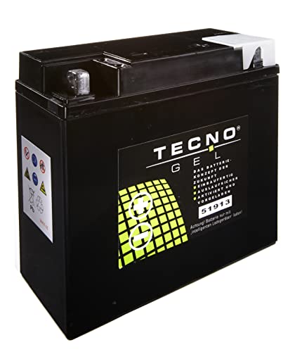 TECNO-GEL Motorrad-Batterie 51913 (51814) für MOTO GUZZI Le Mans 850 I, II, III, 1000 1975-1993, 12V Gel-Batterie 22AH, 186x82x171 mm inkl. Pfand