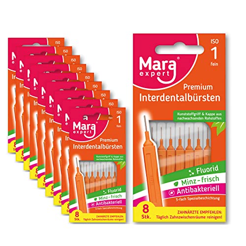 Interdentalbürsten ISO 1 - Zahnzwischenraumbürsten zur Zahnreinigung Zwischenräume - Dentalbürsten Zahnpflege - Interdentalbürsten - Bürsten für Zahnzwischenräume von MARA EXPERT (80 Stück)