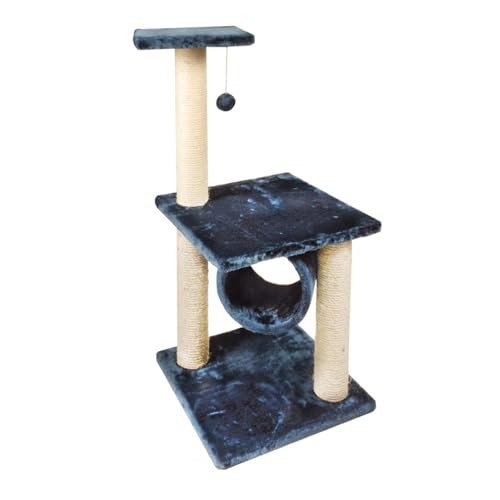 Record - Kratzbaum für Katzen Melissa – Maße 51 x 51 x 86 cm – Farbe Blau – erhöhte Struktur auf Mehreren Ebenen – stimuliert Ihre Katze – stornt beim Springen und Klettern