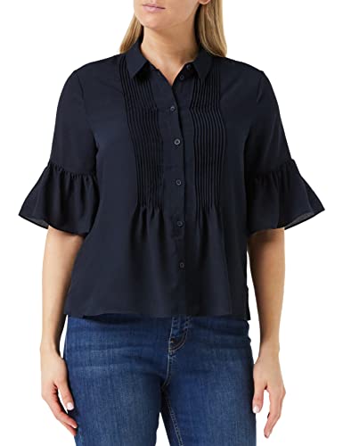 French Connection Damen Crepe Light Pin Tuck Shirt Hemd mit Button-Down-Kragen, Marineblau, M