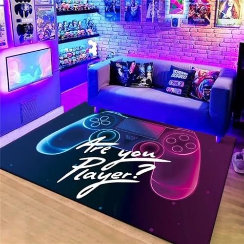 XINGXISHI Teppich Schlafzimmer Modern Gamer 3D Controller Wohnzimmer Graffiti Spielkonsole Dekoration Carpets Großen Polyester Krabbelmatte für Kinder