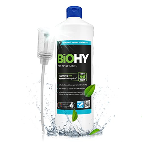 BiOHY Grundreiniger (1l Flasche) + Dosierer | gegen hartnäckige Verkrustungen & Pflegefilme | reinigt alle säure- & wasserfesten Oberflächen | kraftvolles Konzentrat | ideal für Werkstatt & Küche