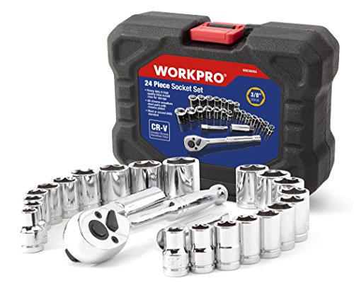 WORKPRO 24-teilig Steckschlüsselsatz mit Werkzeugkoffer, Ratschenkasten Werkzeug-Kasten