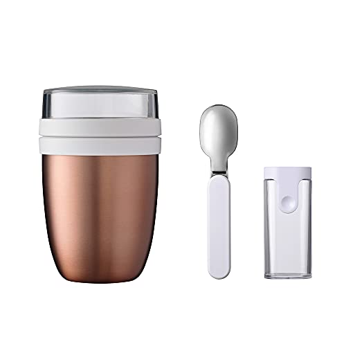 Mepal Thermo Lunchpot Ellipse Plus Faltbarer Löffel Lunchbox Essensbehälter Thermo (roségold)