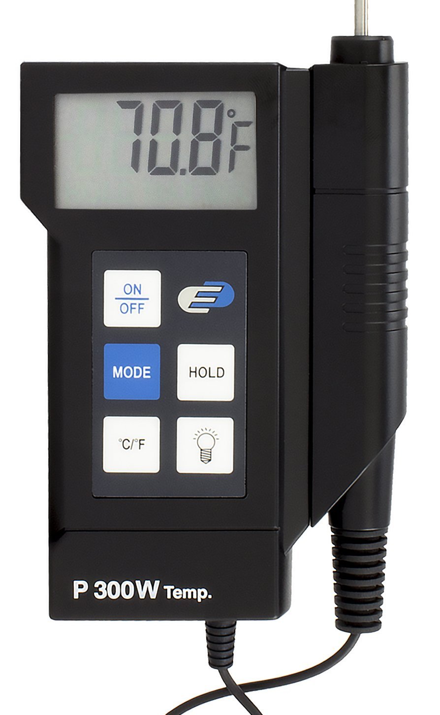 TFA Dostmann Profi Digitalthermometer mit Einstichfühler P300, 31.1020, Hold, Max-Min Funktion, gemäß HACCP + EN13485, universell nutzbar, schwarz, L 93 x B 25 x H 260 mm