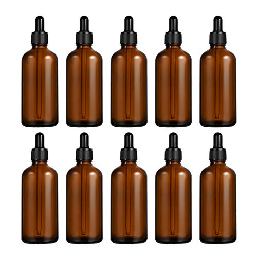 VILLCASE Leere Flasche für ätherische Öle mit Glasaugentropfen und Kappe, DIY-Zubehör, Zubehör, ätherisches Öl, Parfümträger für Reisen, 10 Stück (braun, 20 ml)