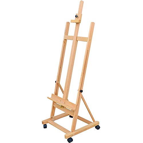 Groß Staffelei Zum Professionel Gemälde Studio H-Frame Buchenholz Mit 4 X Lenkrolle Tragbar Handy, Mobiltelefon Anzeige Halter Kunst Ausstellung