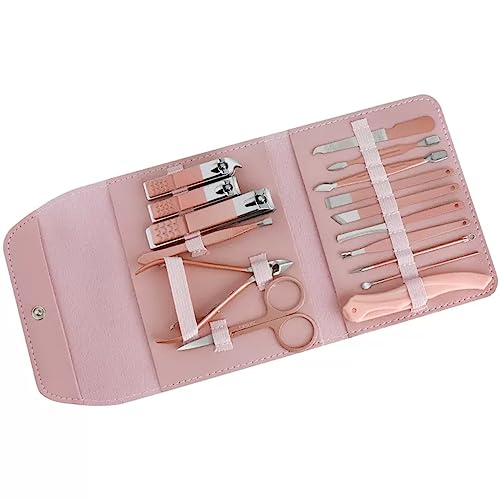Maniküre-Set, professionelles Nagelknipser-Set, Pediküre-Pflegewerkzeuge mit Nagelfeile und Nagelknipser for unterwegs oder zu Hause (Color : Pink)