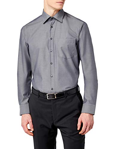 Seidensticker Herren Business Hemd Modern Fit - Bügelfreies Hemd mit geradem Schnitt, Kent-Kragen & Brusttasche - Langarm - 100% Baumwolle , Grau (Grey 67) , Large (Herstellergröße : 41)