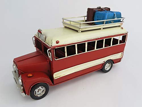 Clever-Deko Nostalgie Blechauto Oldtimer Reisebus Tour Bus Coach ROT Antik Retro