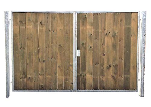 Einfahrtstor Verzinkt Holz Tor Senkrecht Symmetrisch 2-flügelig 250cm x 180cm