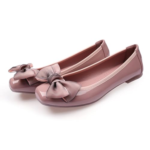 Rojeam Frauen Classic Flats Schuhe Ballett Slip On Damen Klassische Ballerinas Profilsohle Flach Rosa 36 EU