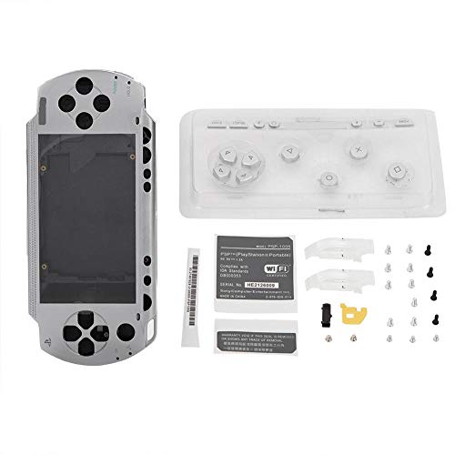 fasient Full Housing Case Cover Kit für PSP 1000, Ersatz für Gehäusedeckel Full Shell Housing Set mit Buttons Kit für PSP 1000 Replacement Shell(Silber)