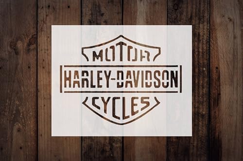 STENCILAIR Harley Davidson Schablone 25,4 x 20,3 cm: Motorrad-Emblem-Vorlage für Fahrradkunst und Personalisierung, Emblem-Schild-Schablone zum Basteln, Scrapbooking und Malen, Weiss/opulenter Garten