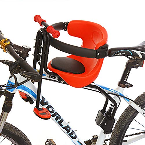 Fetcoi Kinderfahrradsitz Sicherheits Fahrrad Mountainbikes Kinder Vordersitz bis 30KG mit Pedalen und Handläufen für 31,8 mm Sattelstützen