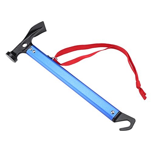 4 in 1 Outdoor Multifunktionelles Werkzeug Hammer Haken Schaufel Pflock-Auszieher für Camping (Farbe : Blau)