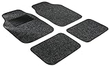Walser Auto-Teppich Rippe, Universal Fußmatten-Set Nadelfilz Rippe, Automatten 4-teilig, Allwettermatten, Auto-Schutzmatten-Set, PKW-Teppich schwarz