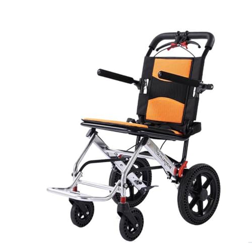 Erwachsene mit einer Behinderung Faltbare Rollstühle Senioren Reisen Bequemer Scooter Outdoor Leichter Rollstuhl Robuster Rollstuhl,Orange