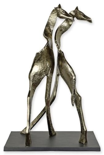 Casa Padrino Luxus Aluminium Deko Skulptur Giraffen Silber/Schwarz 42,3 x 22,4 x H. 64,2 cm - Abstrakte Aluminium Deko Figur - Wohnzimmer Deko - Schreibtisch Deko
