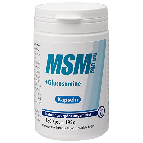 Pharma-Peter MSM 500 mg + Glucosamine - sanfte Wirksamkeit bei belasteten Gelenken - 180 Kapseln