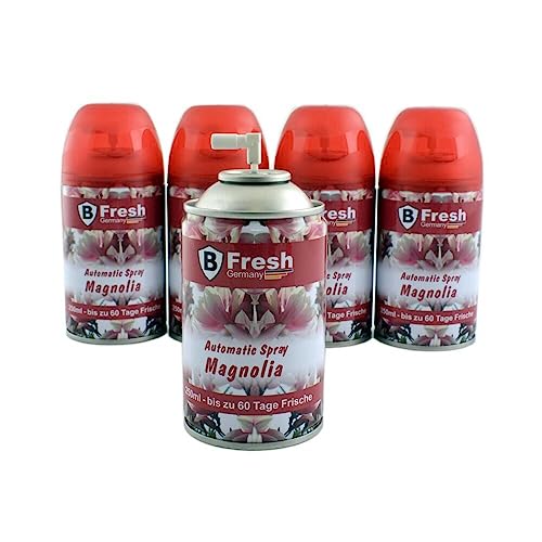 5x 250ml Lufterfrischer Nachfüller für Airwick Freshmatic 𝗔𝗶𝗿 𝗪𝗶𝗰𝗸 𝗙𝗿𝗲𝘀𝗵 𝗺𝗮𝘁𝗶𝗰 𝗠𝗮𝘅 Raum Duftspray Raumspray Duftspender (Magnolia)