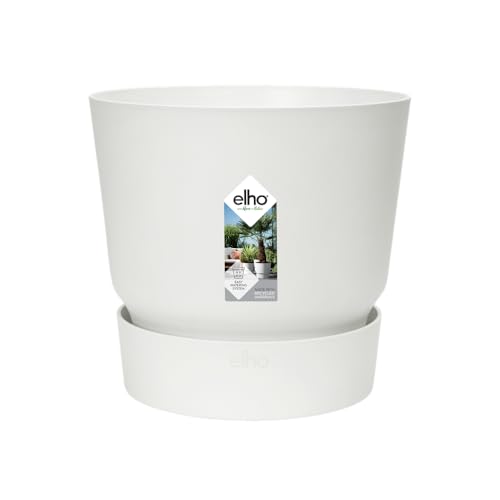 elho Greenville Round 30 Pflanzentopf – Runder Blumentopf in Weiß mit Wasserreservoir – Für den Outdoor-Bereich – Frostbeständig – Ø 29,5 x H 27,8 cm