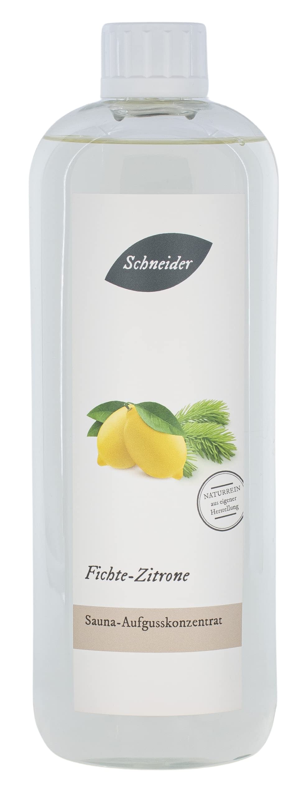 Saunabedarf Schneider - Aufgusskonzentrat Fichte-Zitrone - fruchtig-frischer, waldiger Saunaaufguss - 1000ml Inhalt