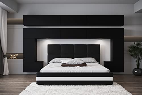 Furnitech Panama 5 Schlafzimmer Komplett Doppelbett Schlafzimmer-Set Bett LED (LED RGB (16 Farben), SP5-21B-M4-1B 180)