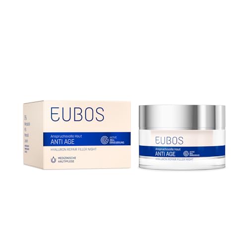 Eubos, Hyaluron Repair Filler Night, 50ml, für alle Hauttypen, ohne Mineralöl High, Tech gegen Falten