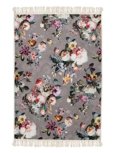 ESSENZA Teppich Fleur Blumen Pfingstrosen Tulpen Polyester Taupe, 60x90