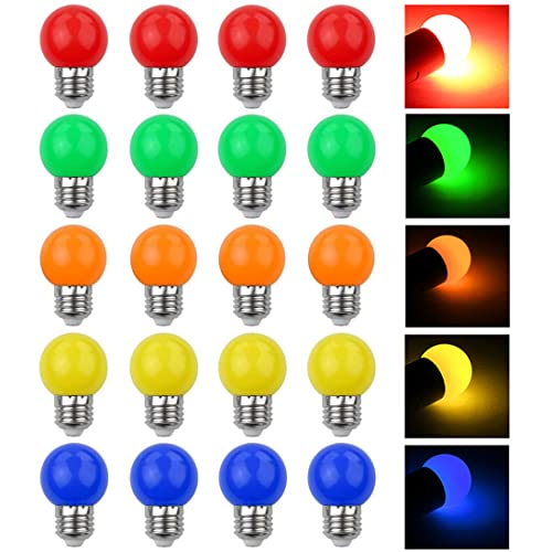 V-TOO LED Bunte E27 Farbige Glühbirnen 3W=30W Dekoratives Licht und Design 240 Lumens AC220V-240V Dekorationslampe Gemischte Farben Rot Gelb Blau Grün Orange - 20er Pack