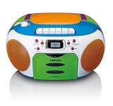 Lenco SCD-971 -Kinderradio - Kassettenradio mit CD - CD-Radio - Kassettenspieler - Stereo-Lautsprecher - Kopfhöreranschluss - Titelspeicher - Mehrfarbig, Bunt