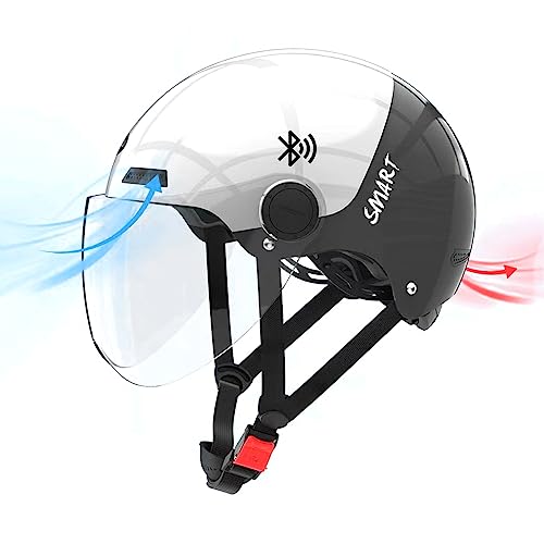 OBEST Motorradhelm,Bluetooth Jethelm, Roller Helm mit Bluetooth Telefon/Visier/Belüftung, um die Verkehrssicherheit zu erfüllen